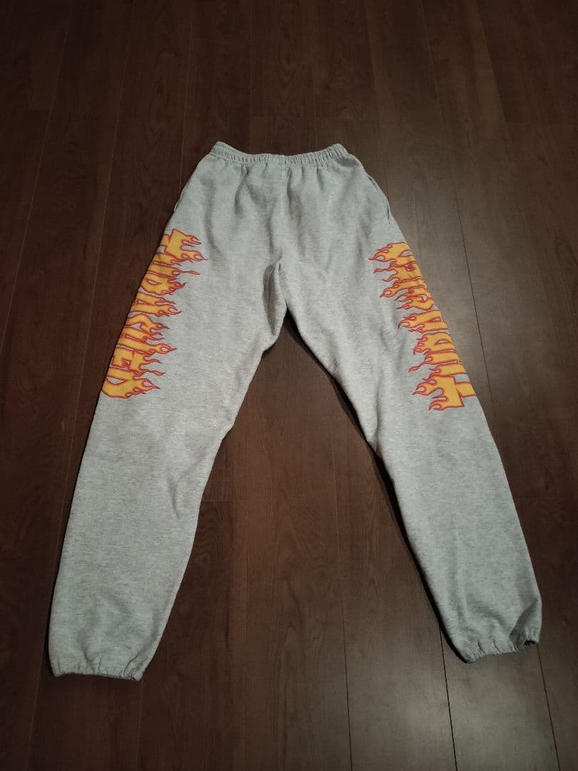 Thrasher スウェットパンツ ファイヤーフレーム S グレー