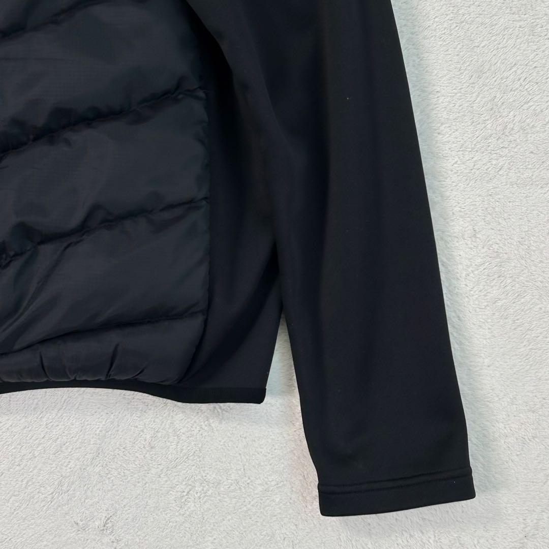 【ATHLETA】フーディダウンジャケット 異素材切替 防寒 黒 M フットサル