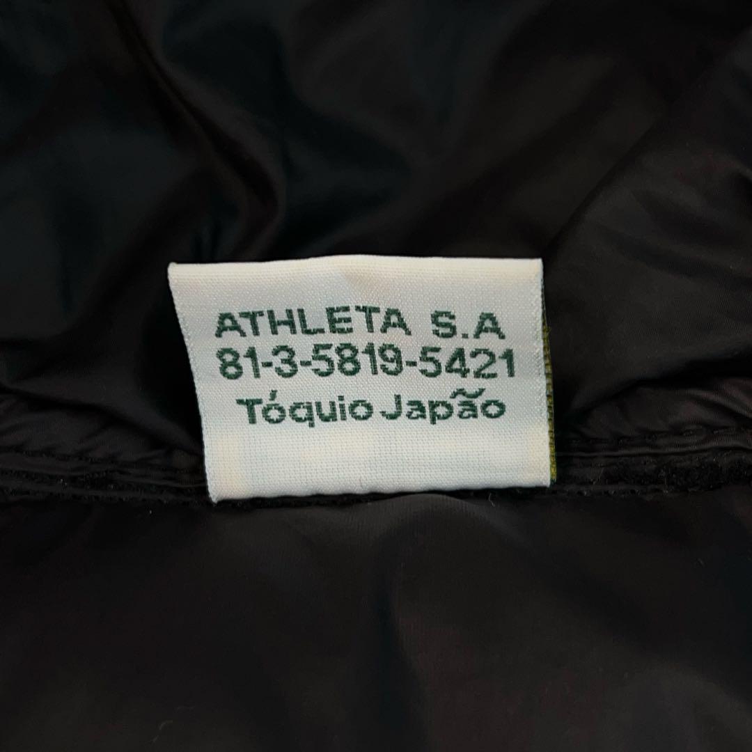 【ATHLETA】フーディダウンジャケット 異素材切替 防寒 黒 M フットサル