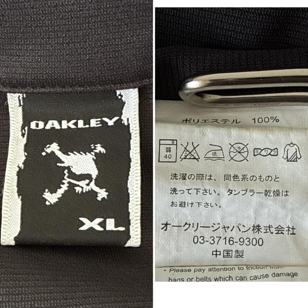 OAKLEY ハーフジップポロ　ブラック　スカル刺繍XL