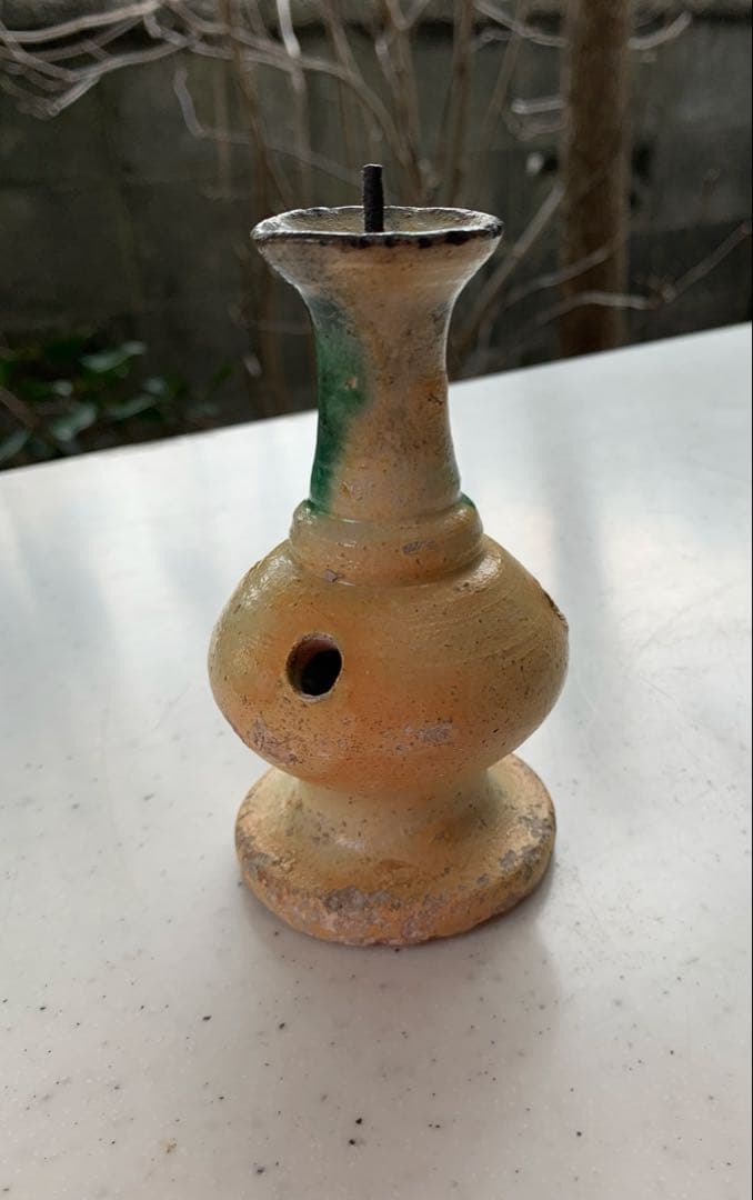 中国　明時代　素三彩燈　珍品　希少