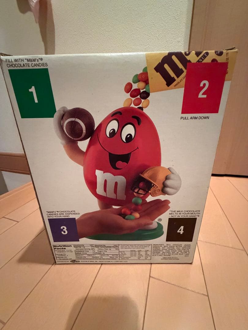 M&M's エムアンドエムズ ディスペンサー アメフト レッド 外箱付き　90s