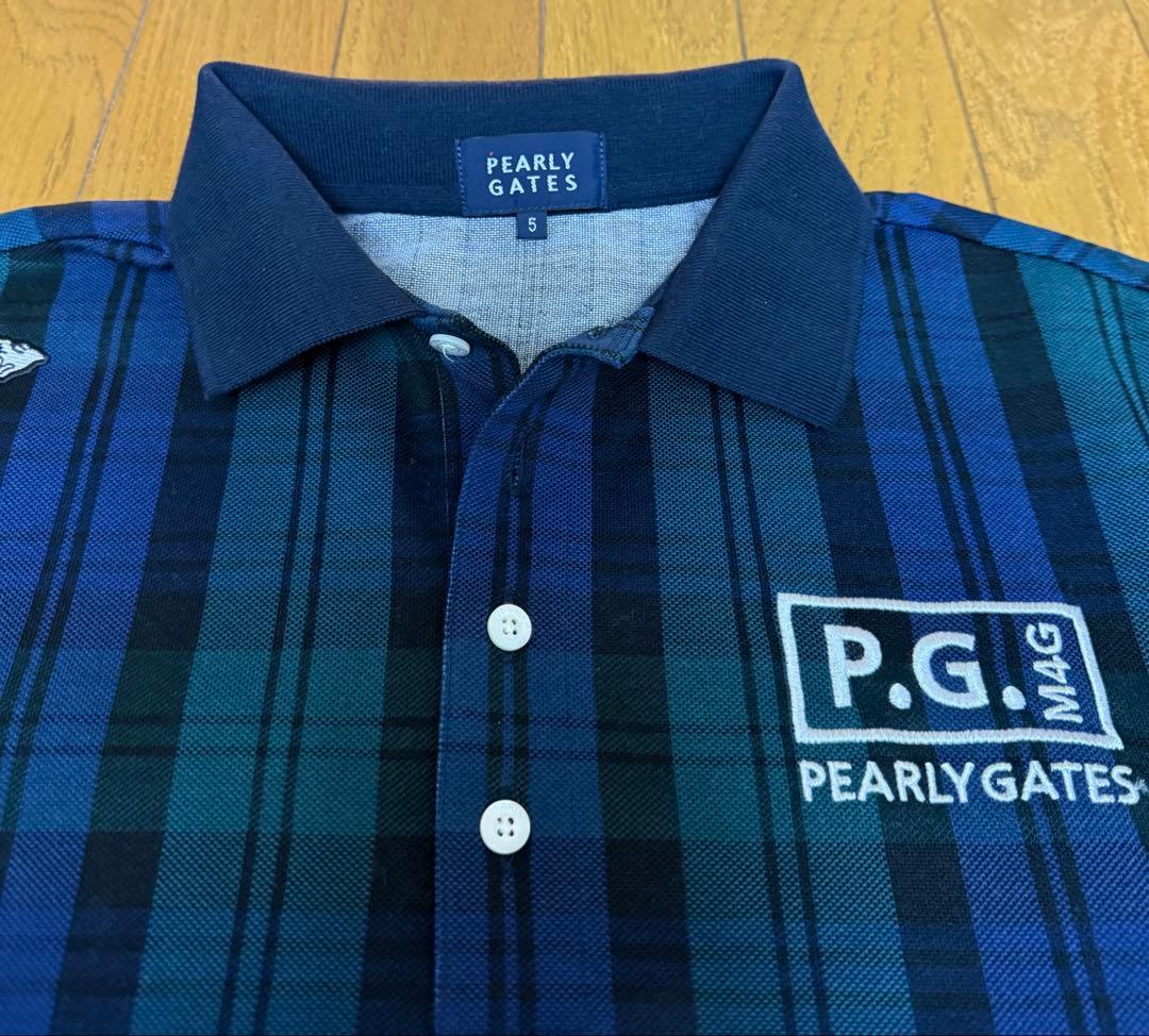 美品パーリーゲイツPEARLY GATES ポロシャツ グリーンチェック
