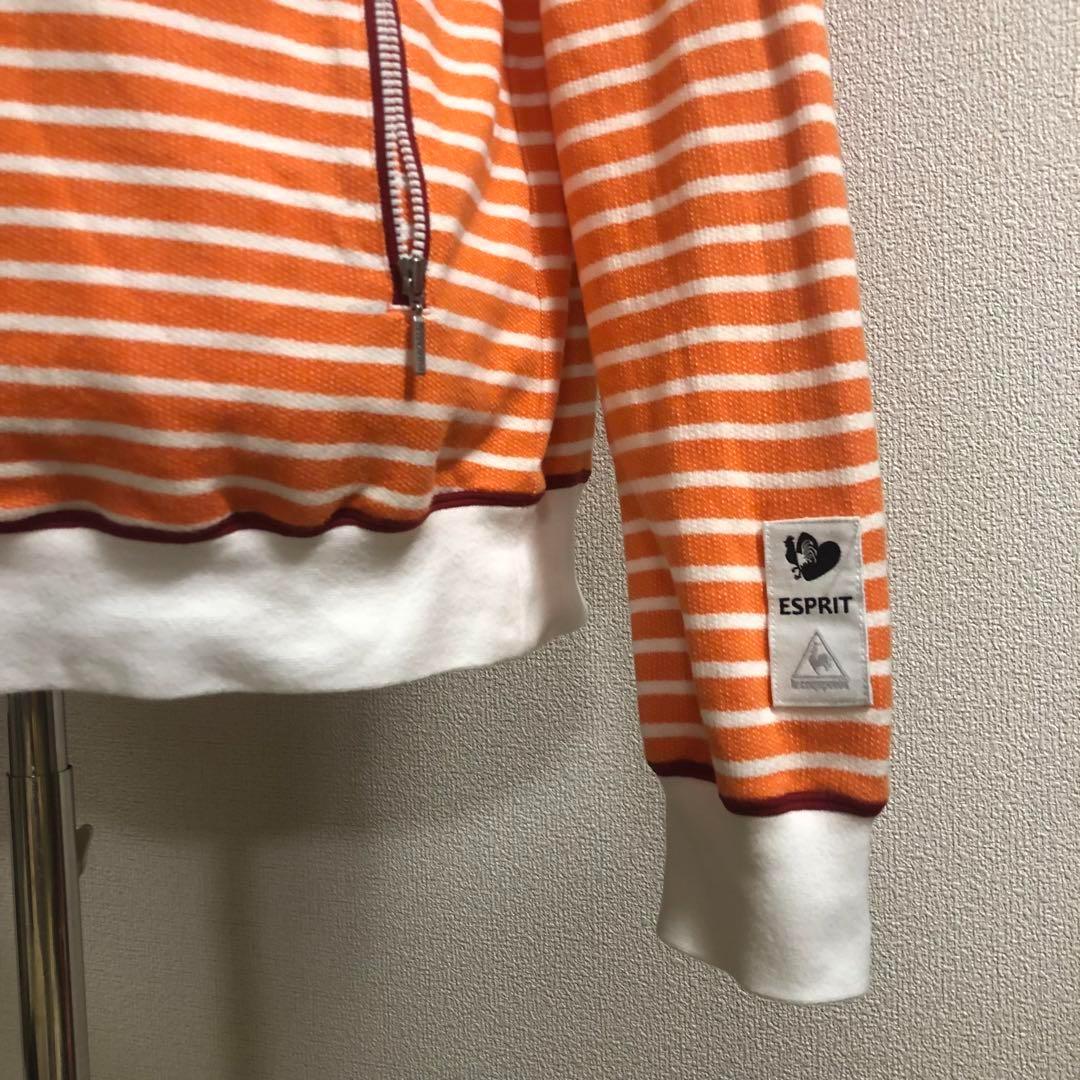 ルコックゴルフ◆ジップアップ パーカー オレンジ ボーダー LLサイズ