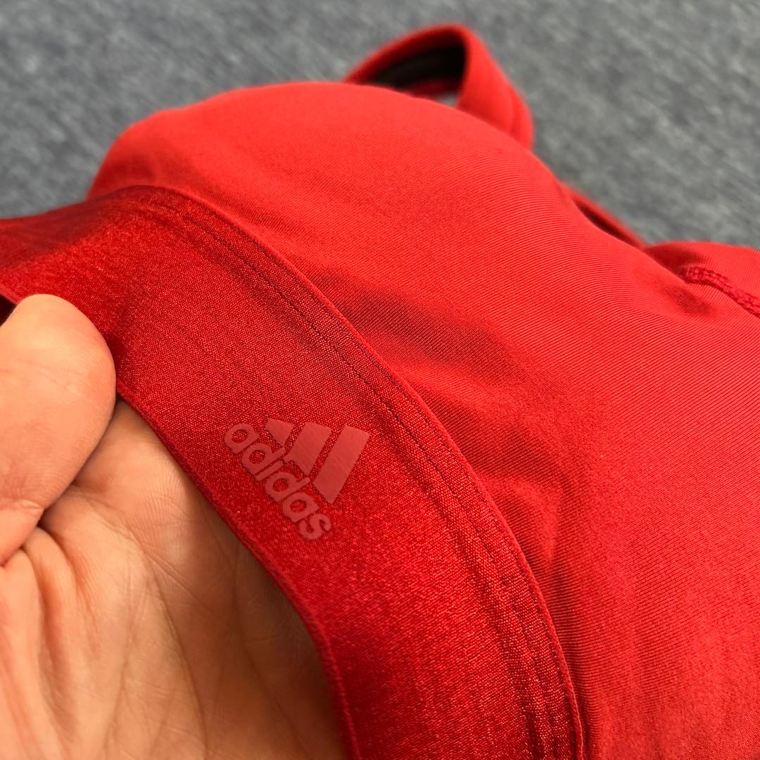 ⑩adidas レッド スポーツブラ＆ショートパンツセット　Ｓ美品