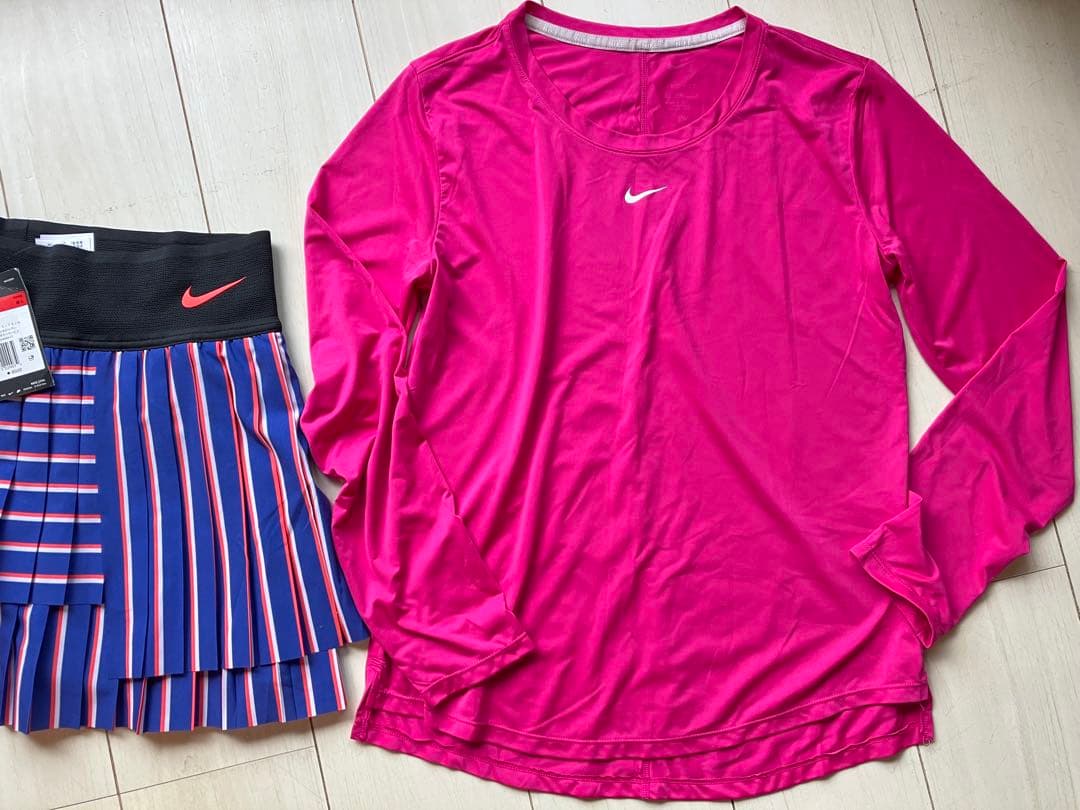 NIKEナイキ＊ビクトリースコートブライトピンクのロングスリーブシャツ上下セット
