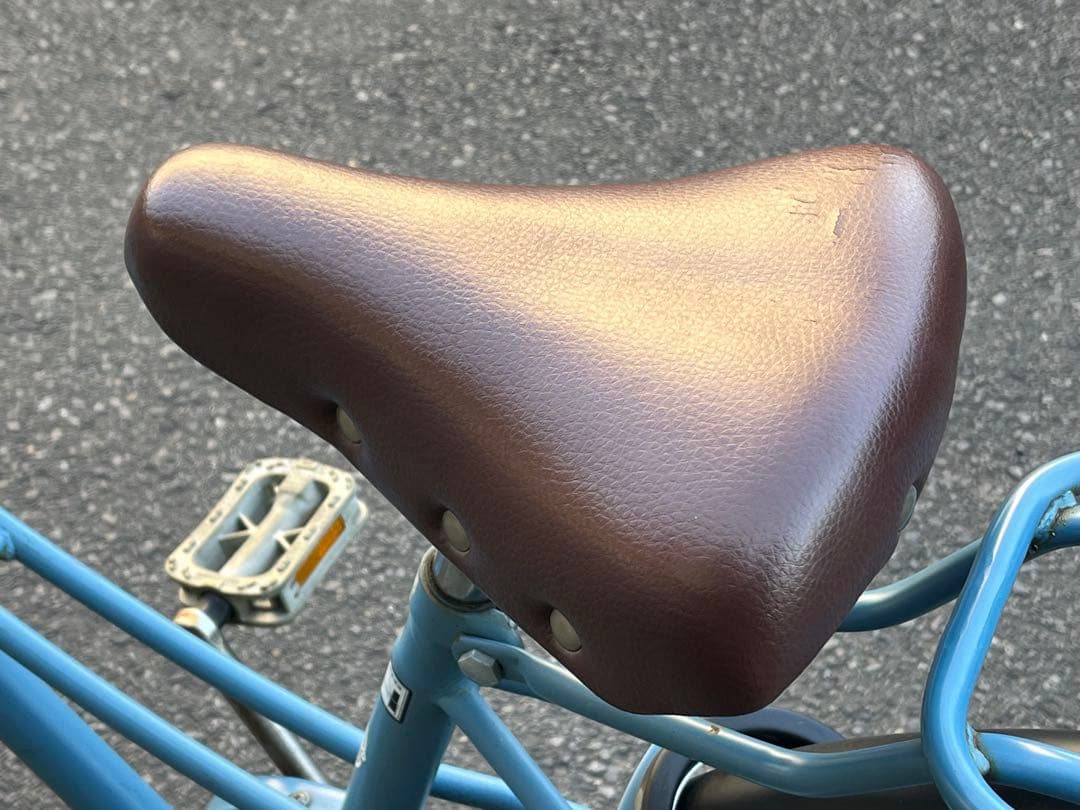 美品中古6段変速自転車⭐︎LEDオートライト⭐︎大型籐風カゴ⭐︎ブルー⭐︎配達地域限定⭐︎