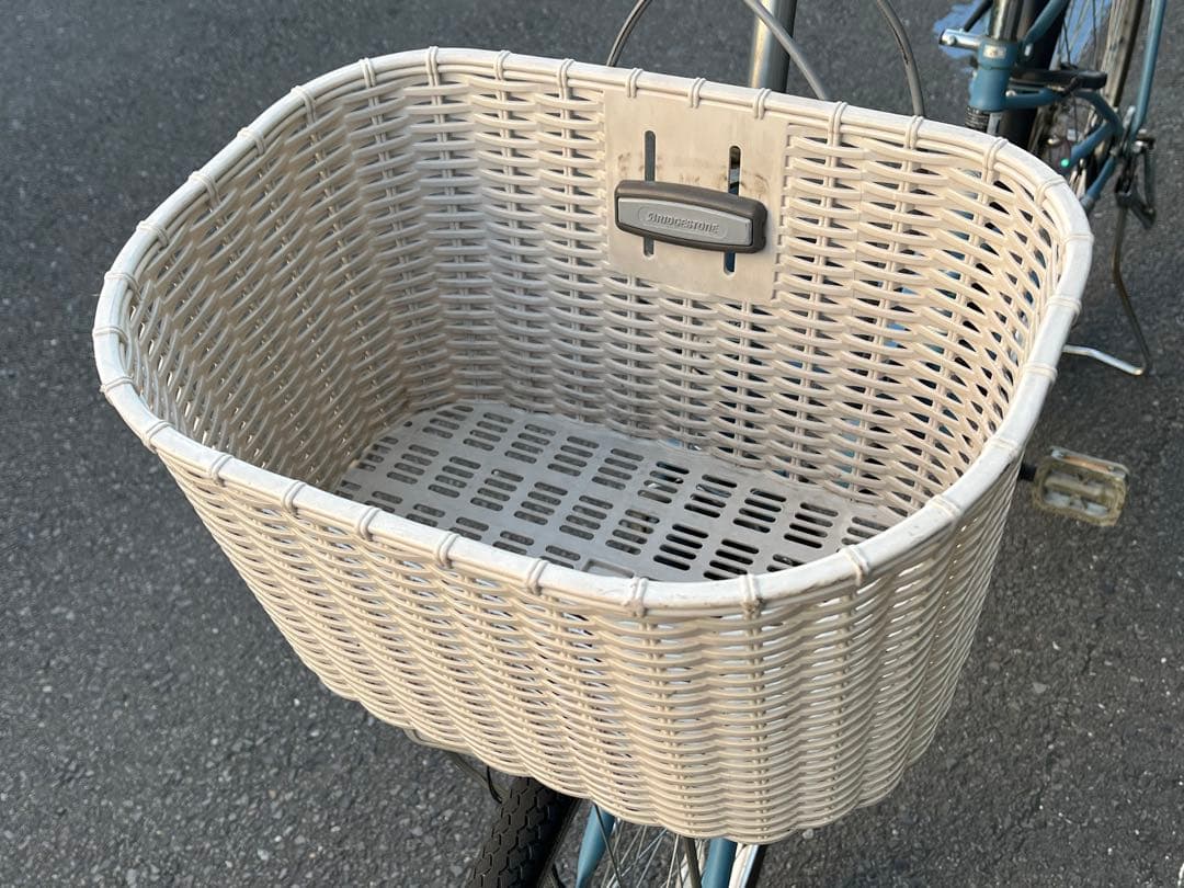 美品中古6段変速自転車⭐︎LEDオートライト⭐︎大型籐風カゴ⭐︎ブルー⭐︎配達地域限定⭐︎