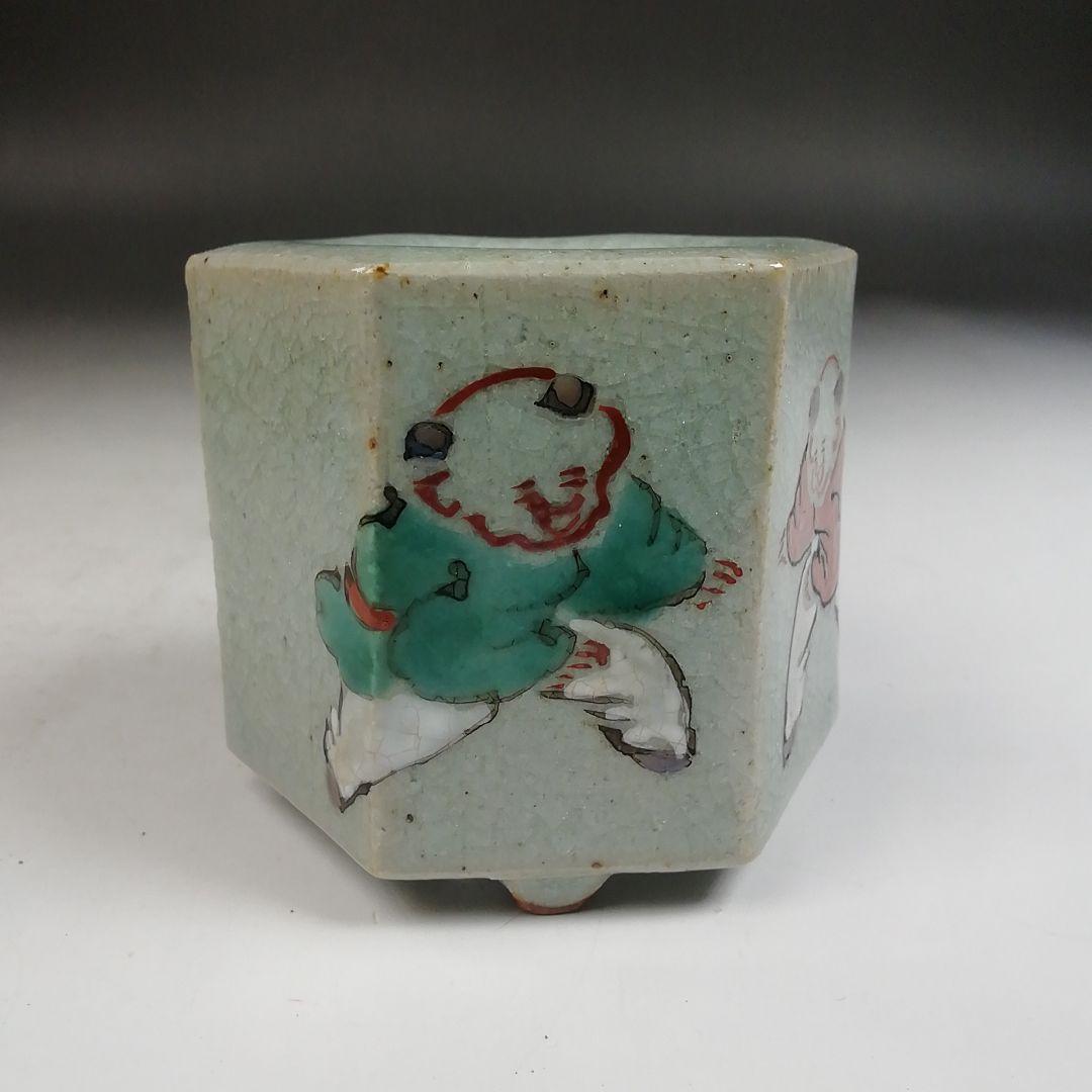 Ｗ４２３　蓋置　『渋草焼』『唐子紋』『渋草柳造』　共箱　茶道具