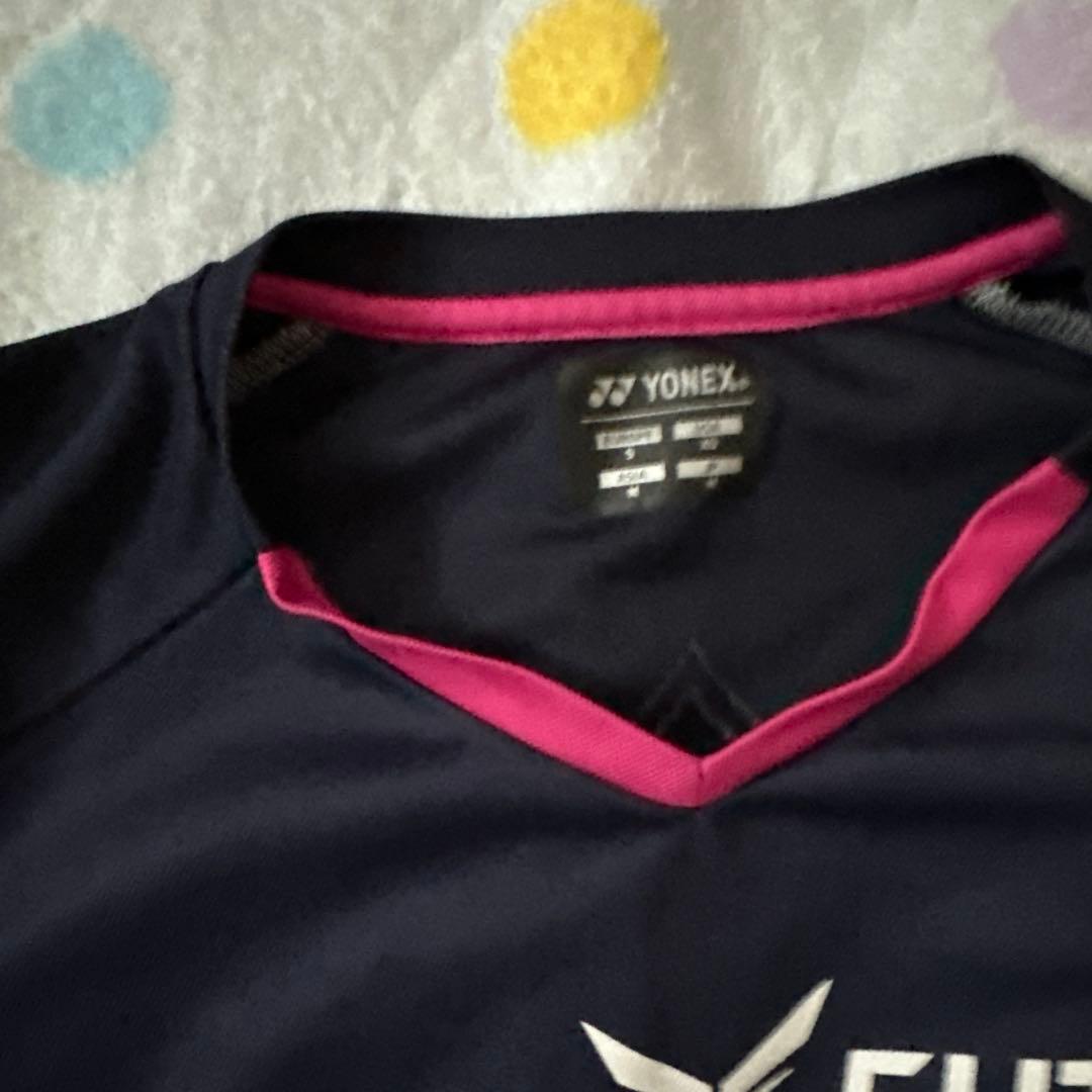 YONEX バドミントンシャツ ネイビー/ピンク ふたば未来学園