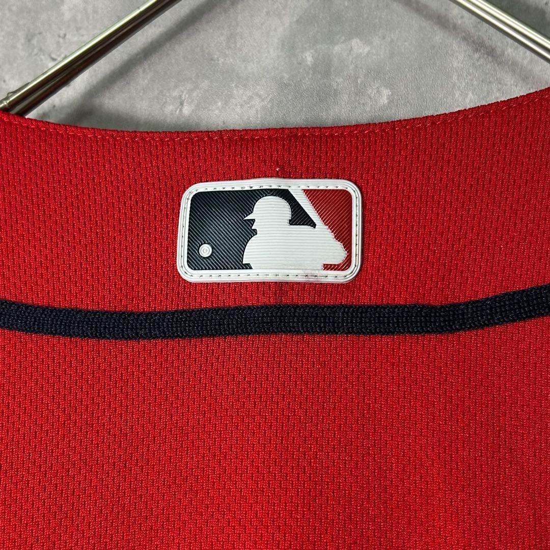 美品 USA製 Majestic MLB ブレーブス ユニフォーム 刺繍 赤