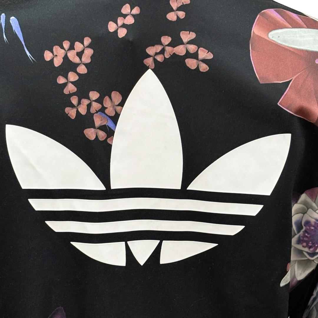 adidas アディダス トラックジャケット　黒×花柄 長袖 ジャージ L