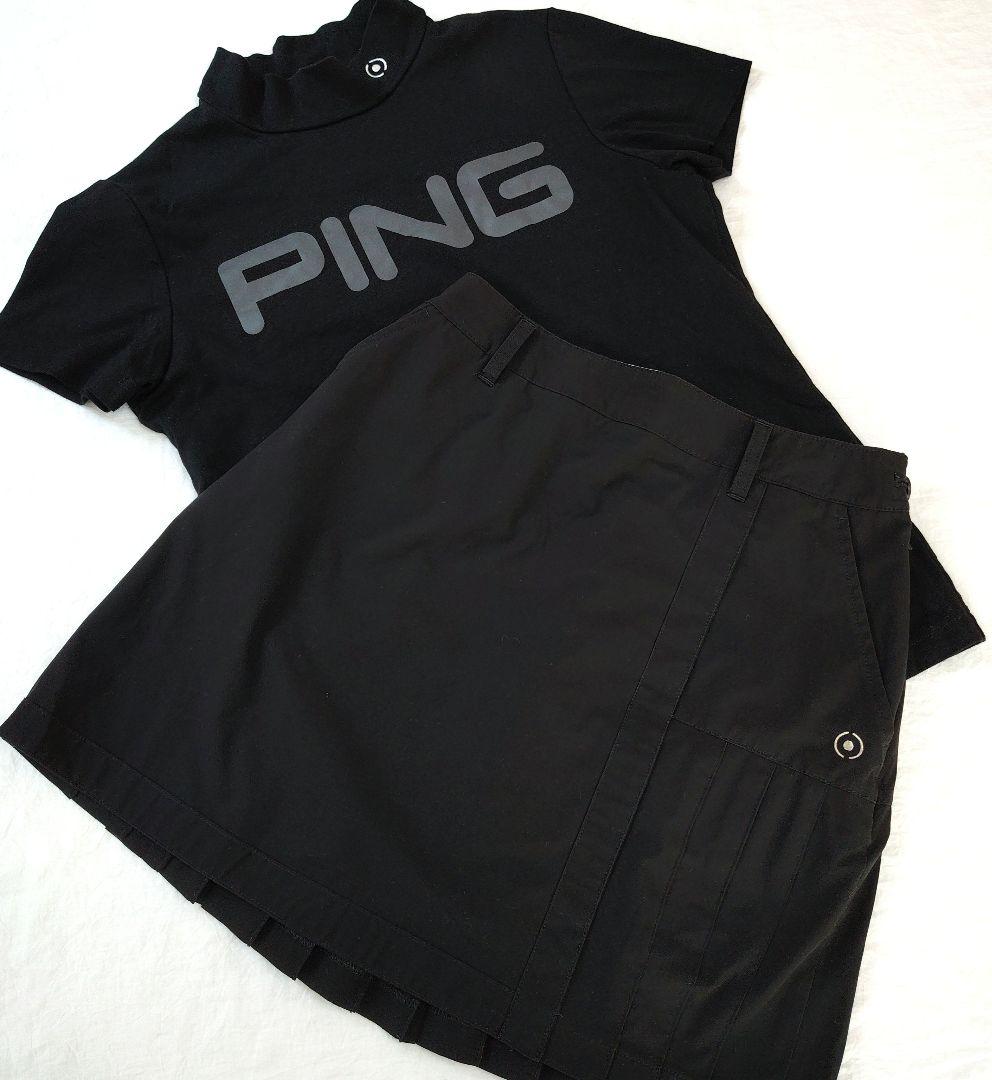 PING レディースゴルフウェア L ゆったり セット売り 黒 モノトーンコーデ