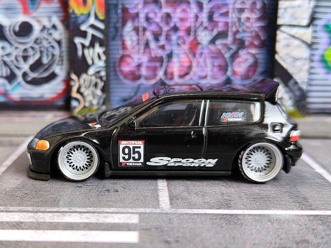 ホットウィールカスタム ホンダ シビック EG6 走り屋a 段リム☆トミカ改造