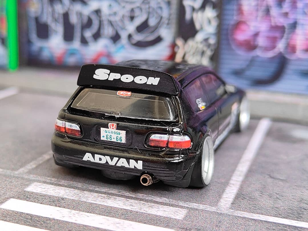 ホットウィールカスタム ホンダ シビック EG6 走り屋a 段リム☆トミカ改造