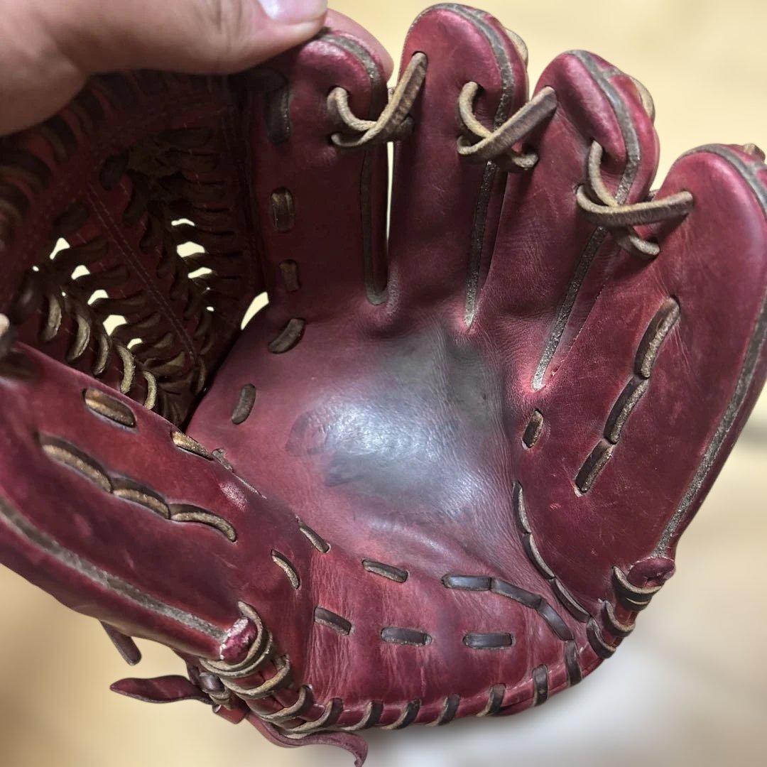 Mizuno 赤 レザー 野球グローブ