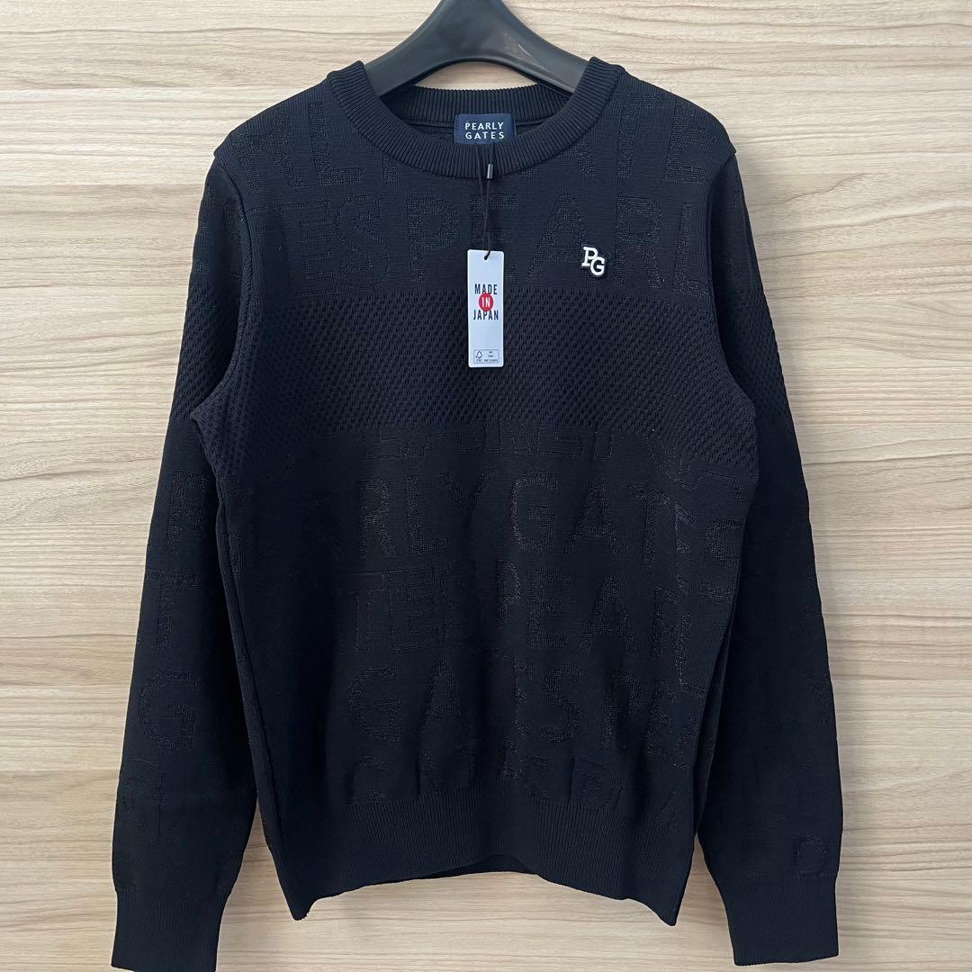 新品★31,900円 パーリーゲイツ 春夏サマーニット 濃紺×白バックロゴ 0