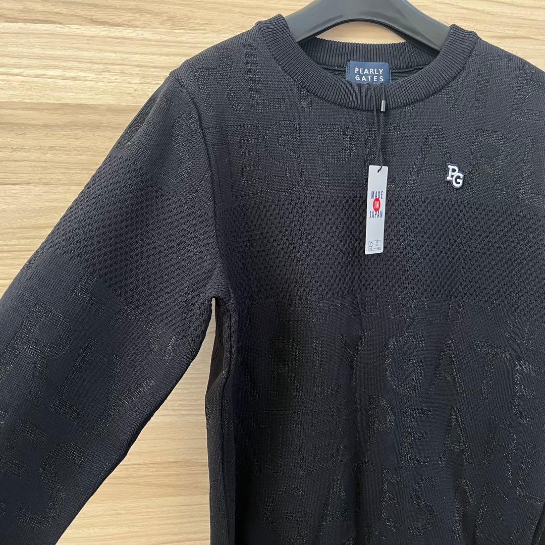 新品★31,900円 パーリーゲイツ 春夏サマーニット 濃紺×白バックロゴ 0