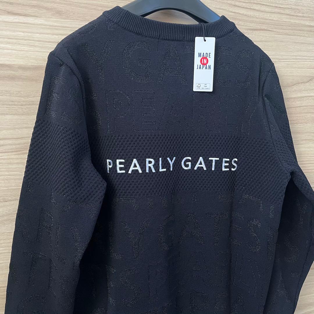 新品★31,900円 パーリーゲイツ 春夏サマーニット 濃紺×白バックロゴ 0