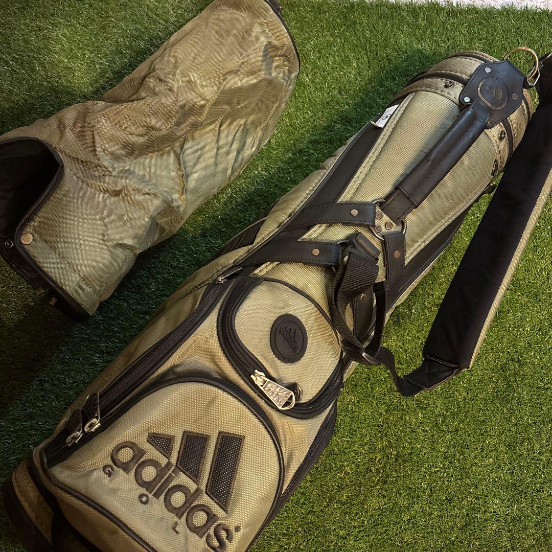 adidas ゴルフバッグ カーキ色　キャディバック