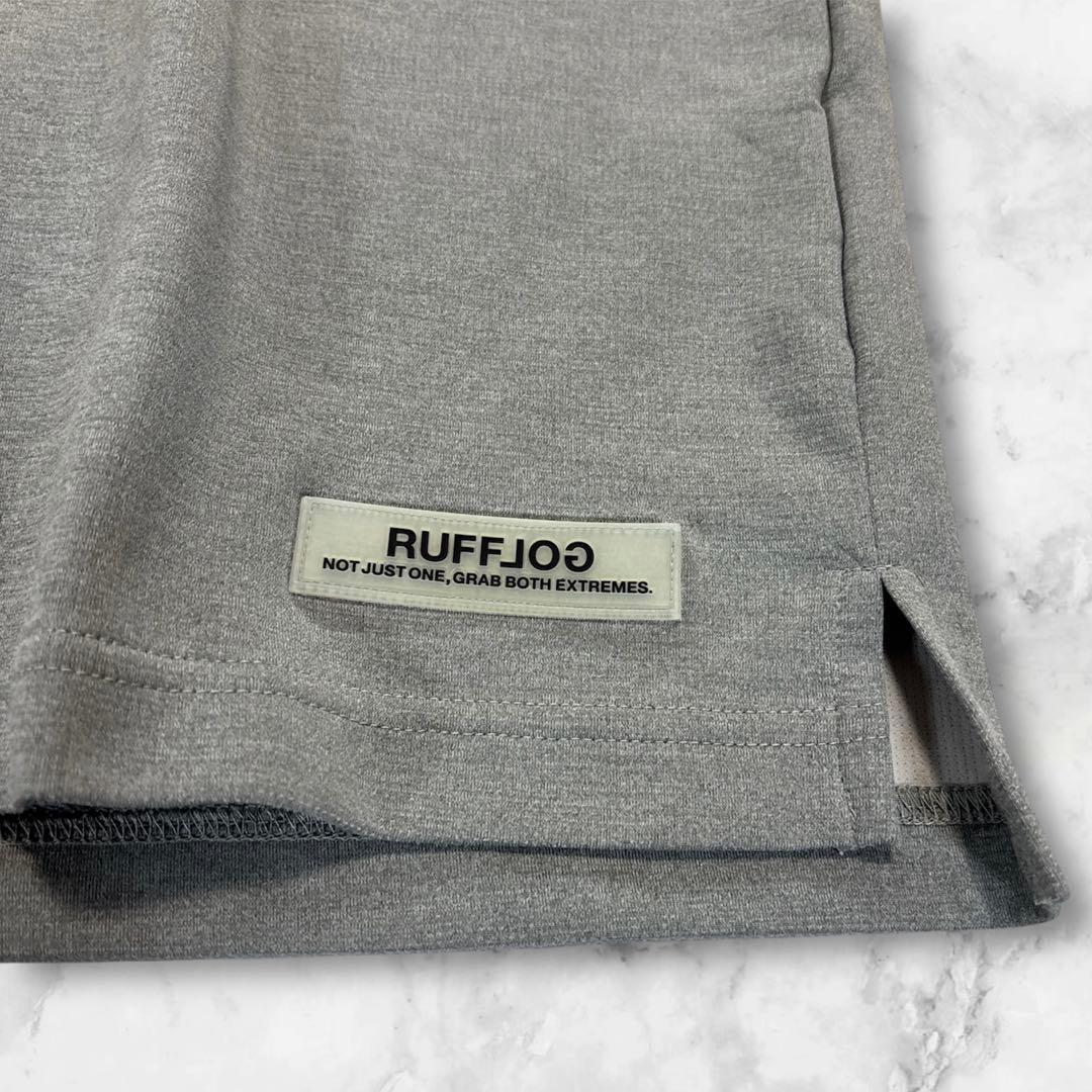 ラフロッグ　半袖モックネックシャツ　M メンズ　グレー　ゴルフ　RUFFLOG
