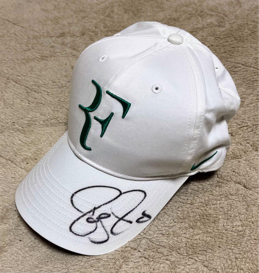 NIKE RFフェデラー直筆サイン入りCAP(白/緑) クレディ・スイス提供品