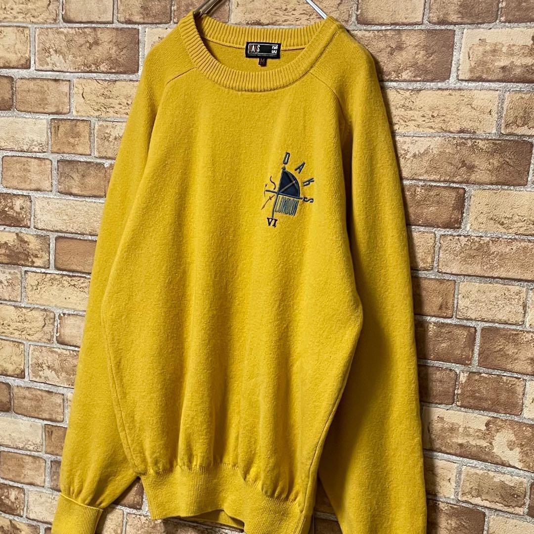 DAKS GOLF　ダックス　デザインニット　セーター　マスタードイエロー　M