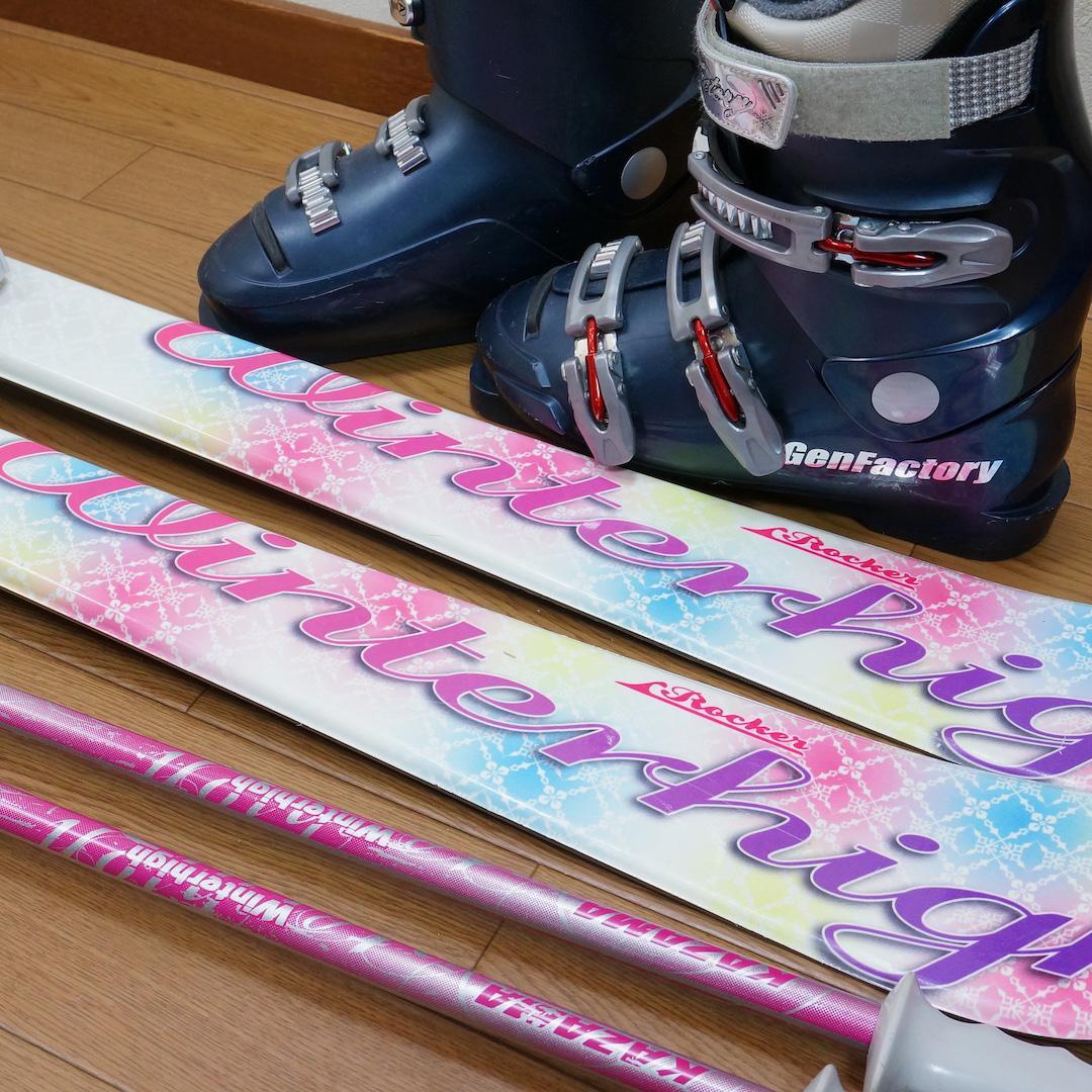 メンテ済 152cm 靴25～25.5cm KAZAMA レディーススキーセット