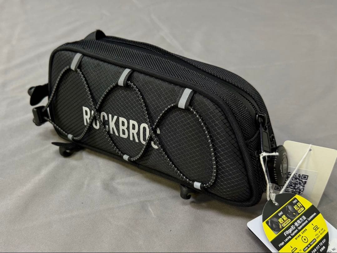 新品 ROCKBROS 自転車 フレームバッグ ブラック 防水・大容量・簡単取付