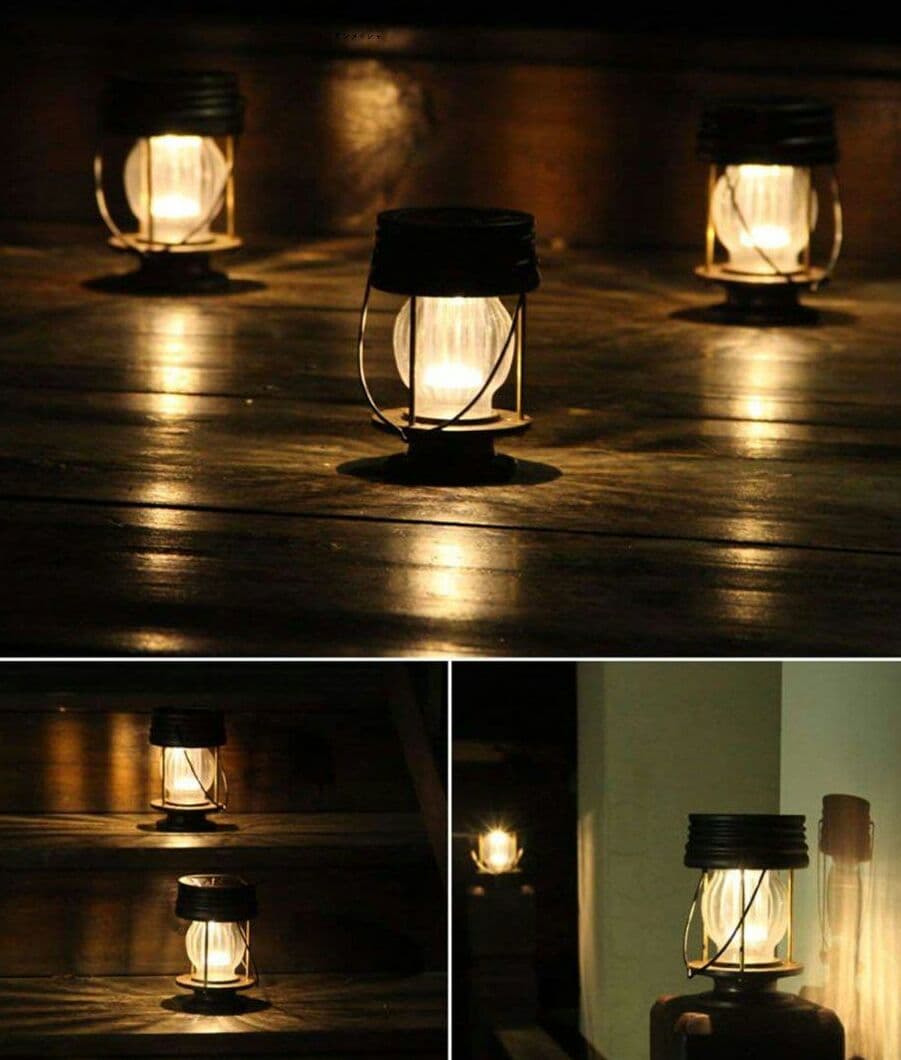 庭園灯 LEDランタン ソーラー 防水 無線 暖色 吊り下げ式 2個入3