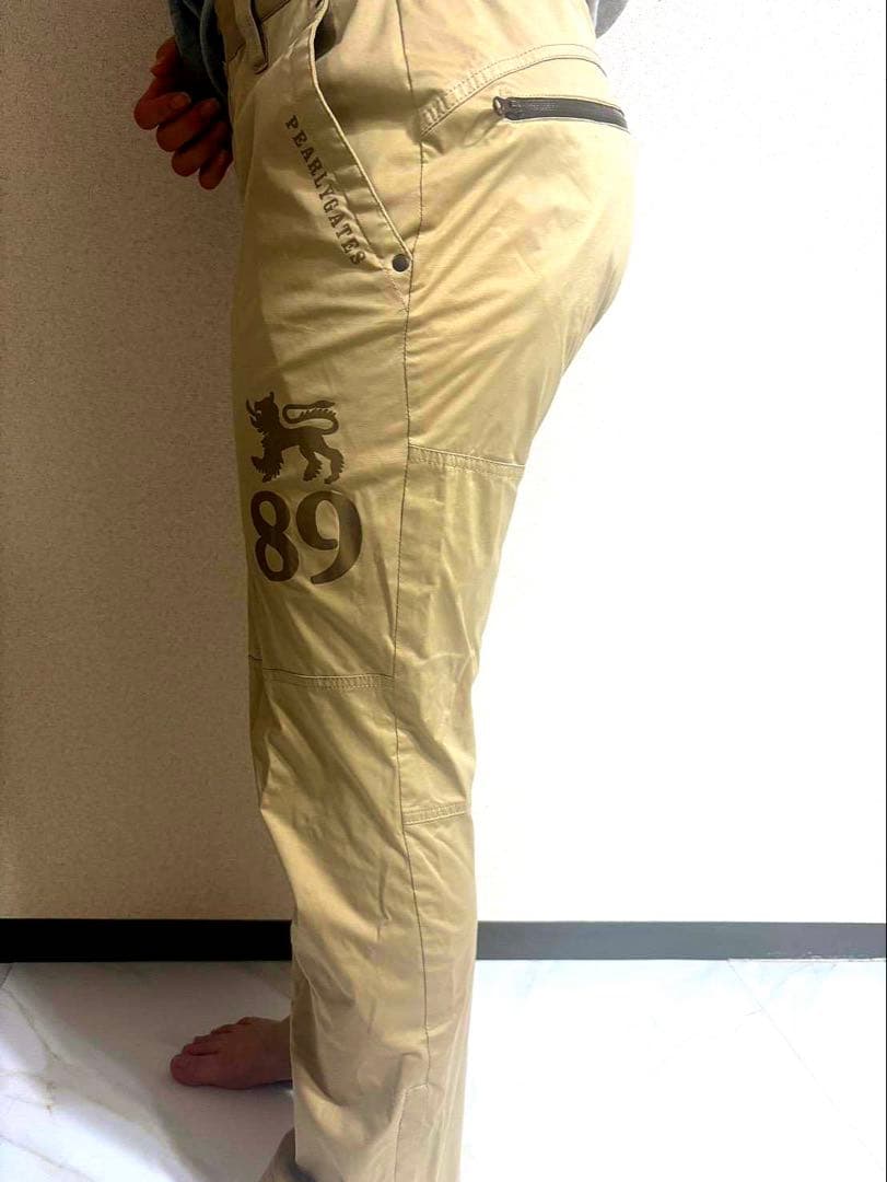 パーリーゲイツ メンズ ゴルフパンツ サイズ5 ベージュ ナイロン ストレッチ