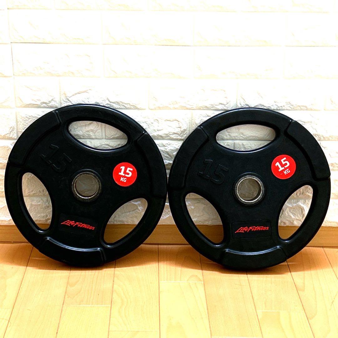 オリンピックプレート　バーベルプレート　Life Fitness 15kg×2つ