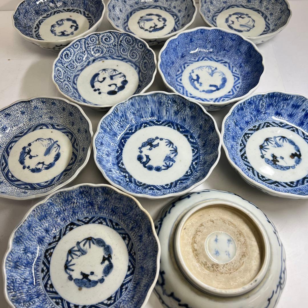 古伊万里　みじんこ膾皿10点　幅約15.5㎝　東Y8-0312⑤