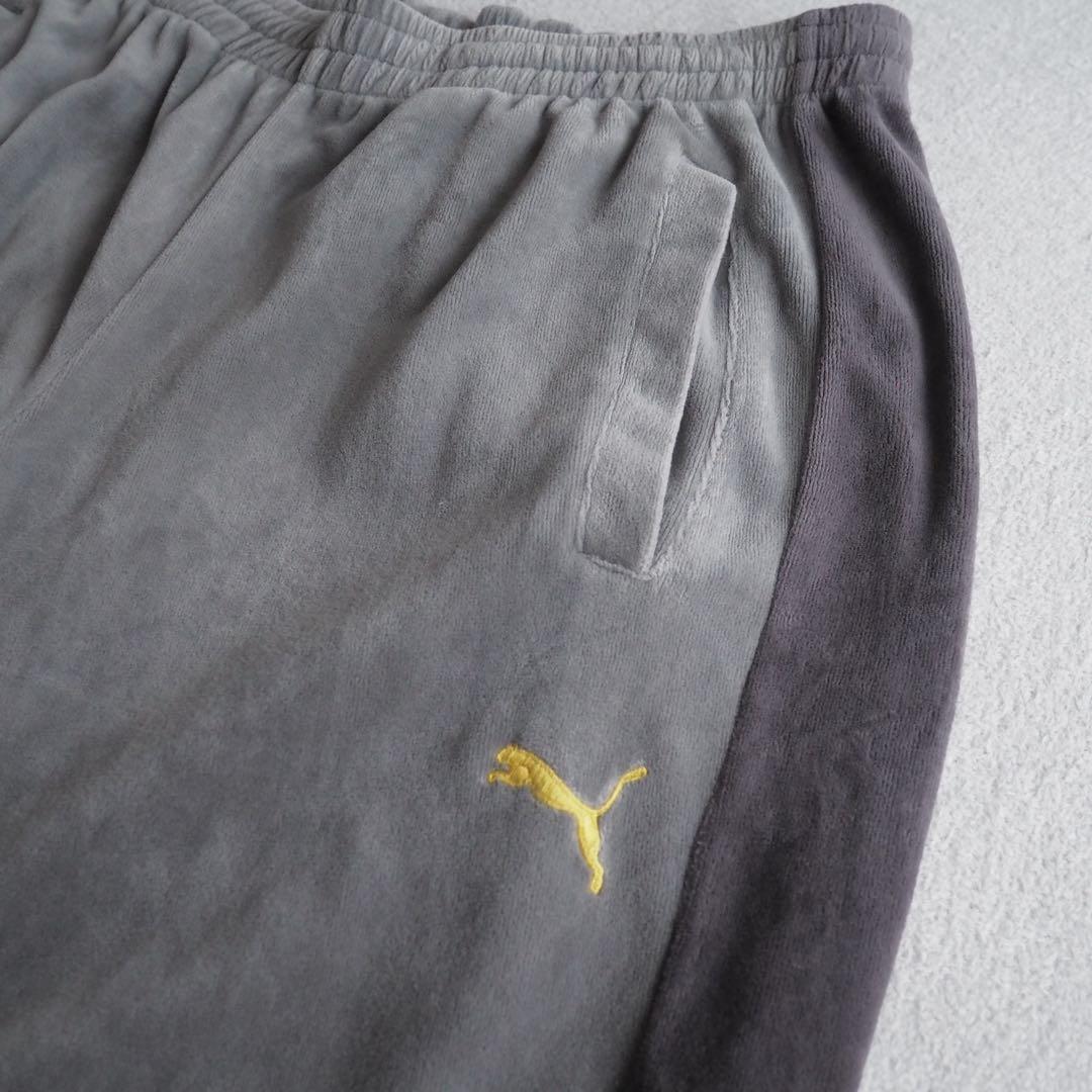 PUMA プーマ T7 ベロア セットアップ 刺繍ロゴ グレー メンズ Mサイズ